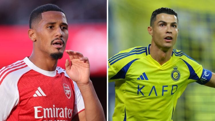 Arsenal defender William Saliba alongside Cristiano Ronaldo.