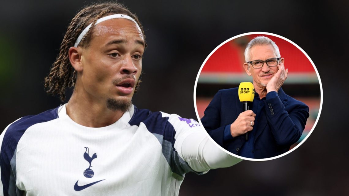 New Tottenham signing Xavi Simons alongside an inset of Gary Lineker.