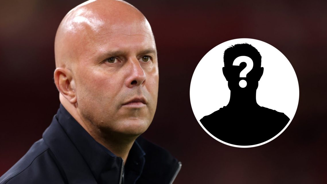 Liverpool manager Arne Slot alongside a question mark inset.