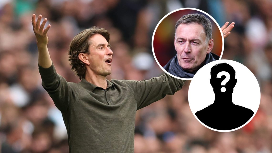Tottenham Hotspur boss Thomas Frank looks on against Bournemouth. Inset, pundit Chris Sutton and a mystery player icon