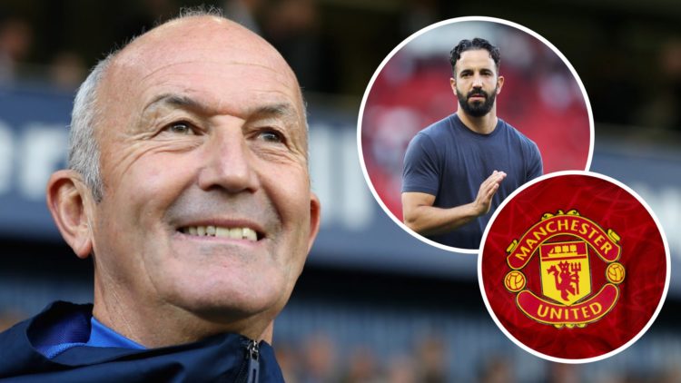 Tony Pulis, Ruben Amorim (inset, top), Manchester United badge (inset, bottom)