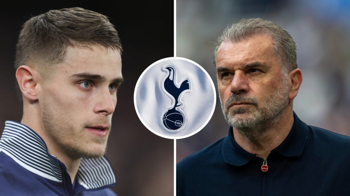 Split image of Tottenham Hotspur defender Micky van de Ven (L) and Nottingham Forest manager Ange Postecoglou (L).