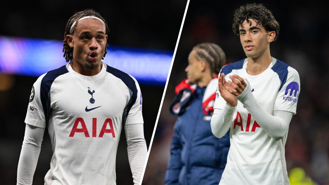 Split image of Tottenham Hotspur attacker Xavi Simons (L) and Luca Williams-Barnett (R) after making his senior debut.
