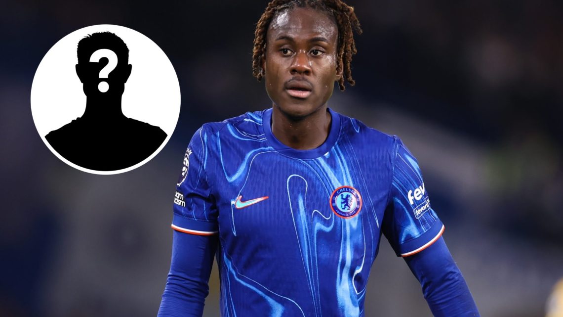 Trevoh Chalobah playing for Chelsea (right) with a mystery image overlayed (left)