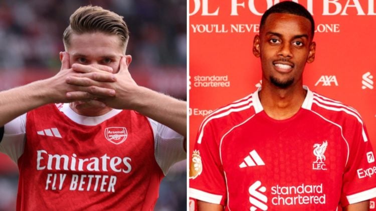 A split image featuring Arsenal striker Viktor Gyokeres alongside Liverpool signing Alexander Isak