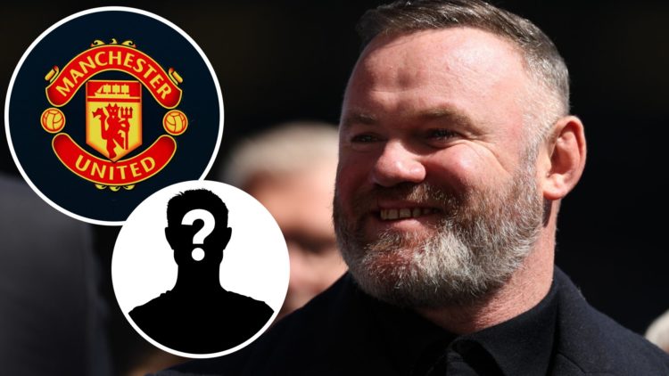 Wayne Rooney, Manchester United badge (inset, top), mystery player (inset, bottom)