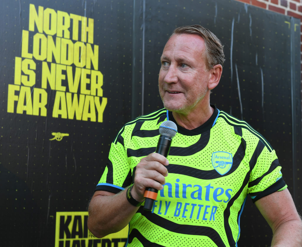 Ray Parlour is interviewed at the Arsenal Supporters Party in Los Angeles, California