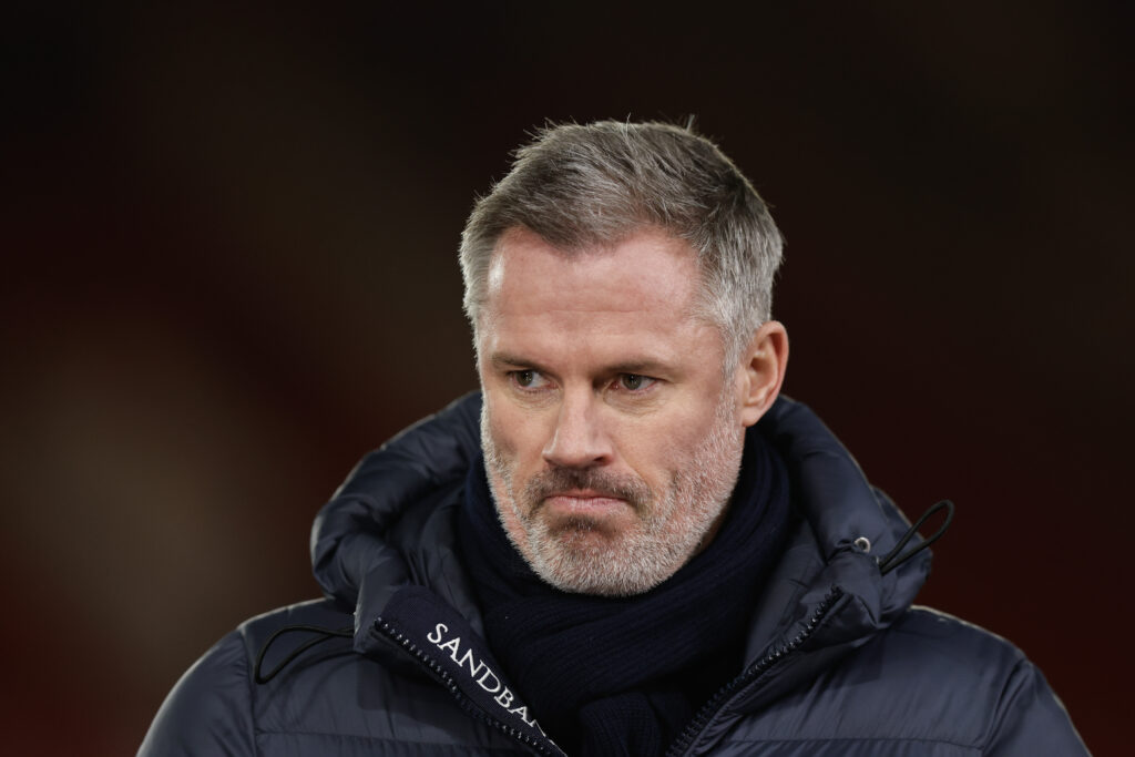 Jamie Carragher working as a pundit in the Premier League