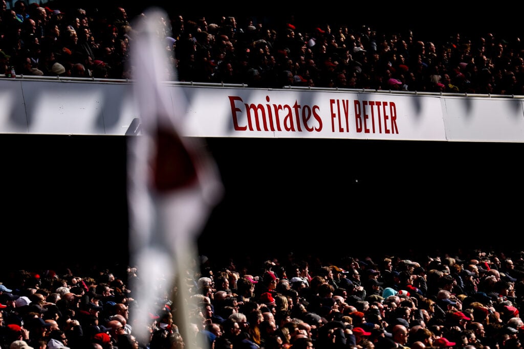 Arsenal sponsor Emirates airlines display their logo at the Emirates Stadium