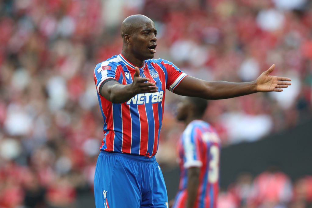 Jean Philippe-Mateta reacts during Crystal Palace vs Liverpool