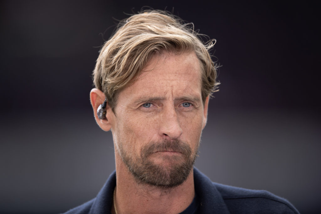 Peter Crouch on punditry duties for TNT Sports during Aston Villa v Newcastle United at Villa Park