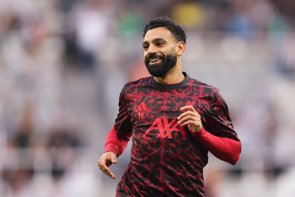 Liverpool star Mohamed Salah warming up before their game vs Newcastle United