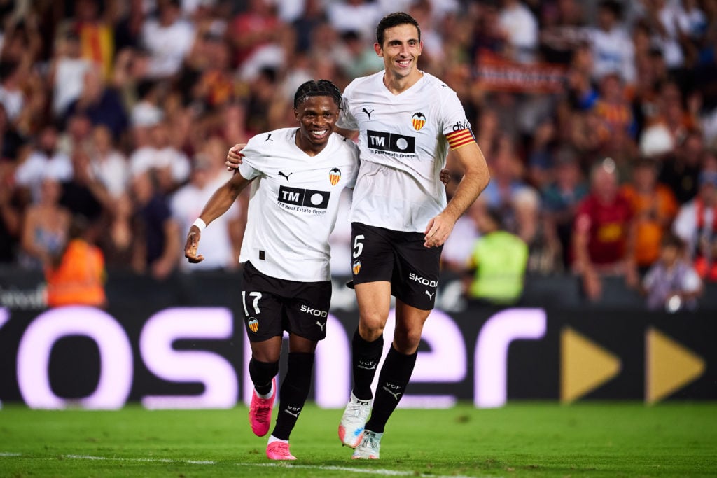 Largie Ramazani celebrates during Valencia vs Getafe