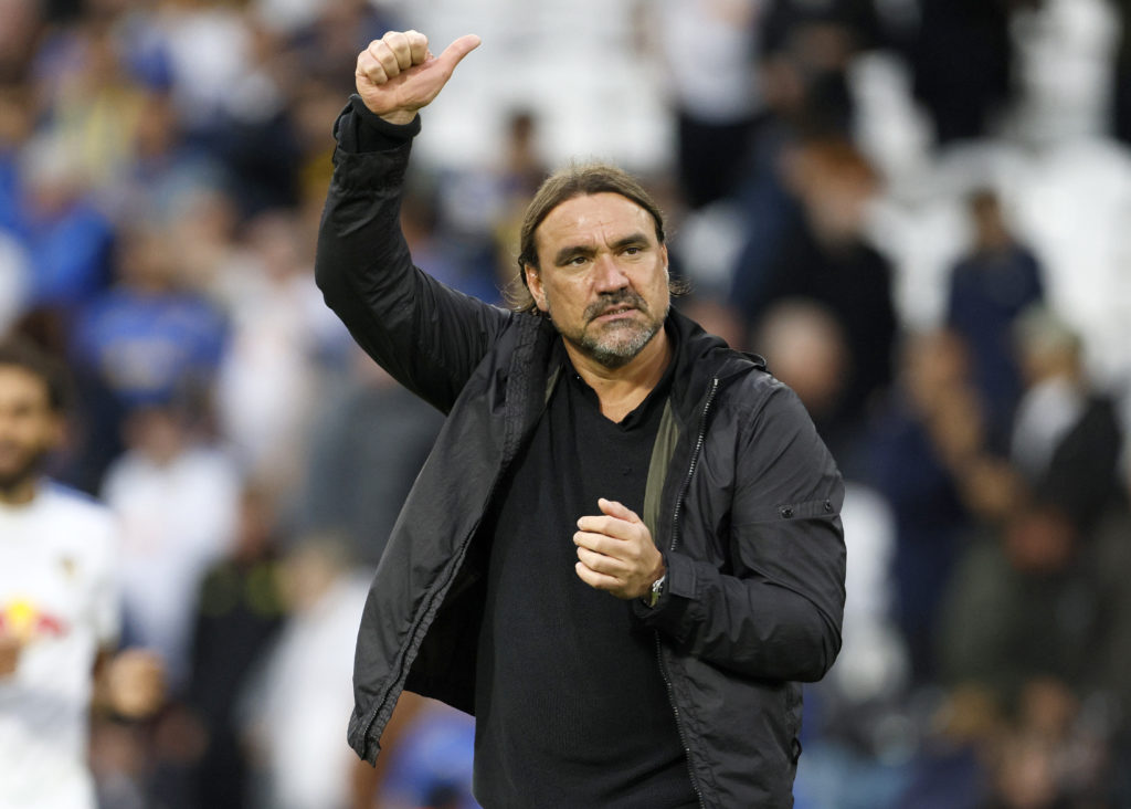 Leeds boss Daniel Farke acknowledges the crowd after drawing vs Newcastle