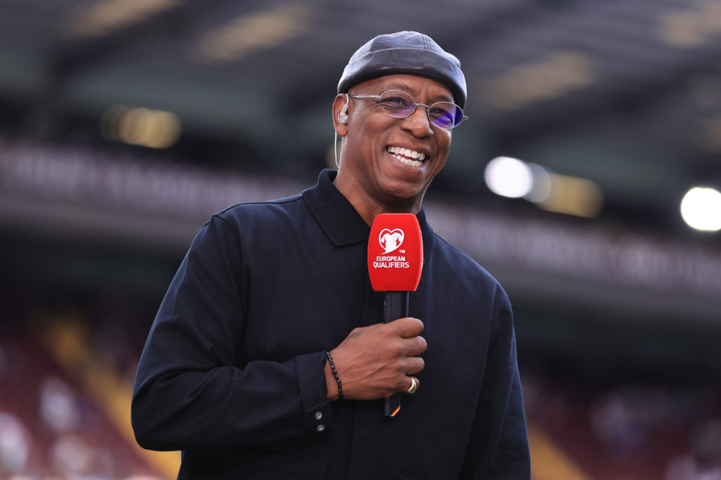 Ian Wright smiles during coverage of England vs Andorra