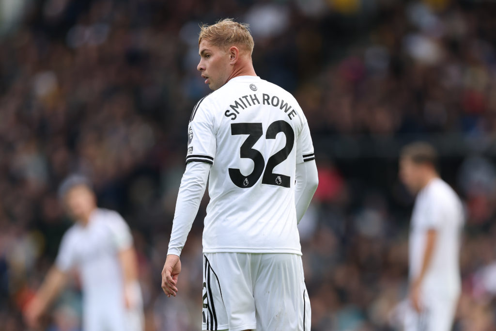 Emile Smith Rowe looks on during Fulham vs Leeds