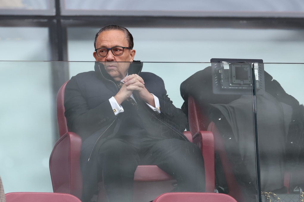West Ham co-owner David Sullivan watches on at the London Stadium