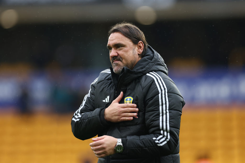 Daniel Farke gestures during Wolves vs Leeds in the Premier League