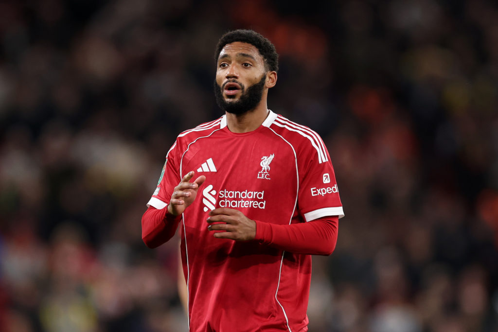 Joe Gomez of Liverpool during the Carabao Cup Third Round match between Liverpool and Southampton at Anfield.