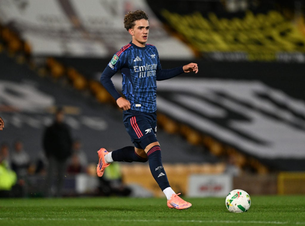 Max Dowman in action for Arsenal against Port Vale in the Carabao Cup