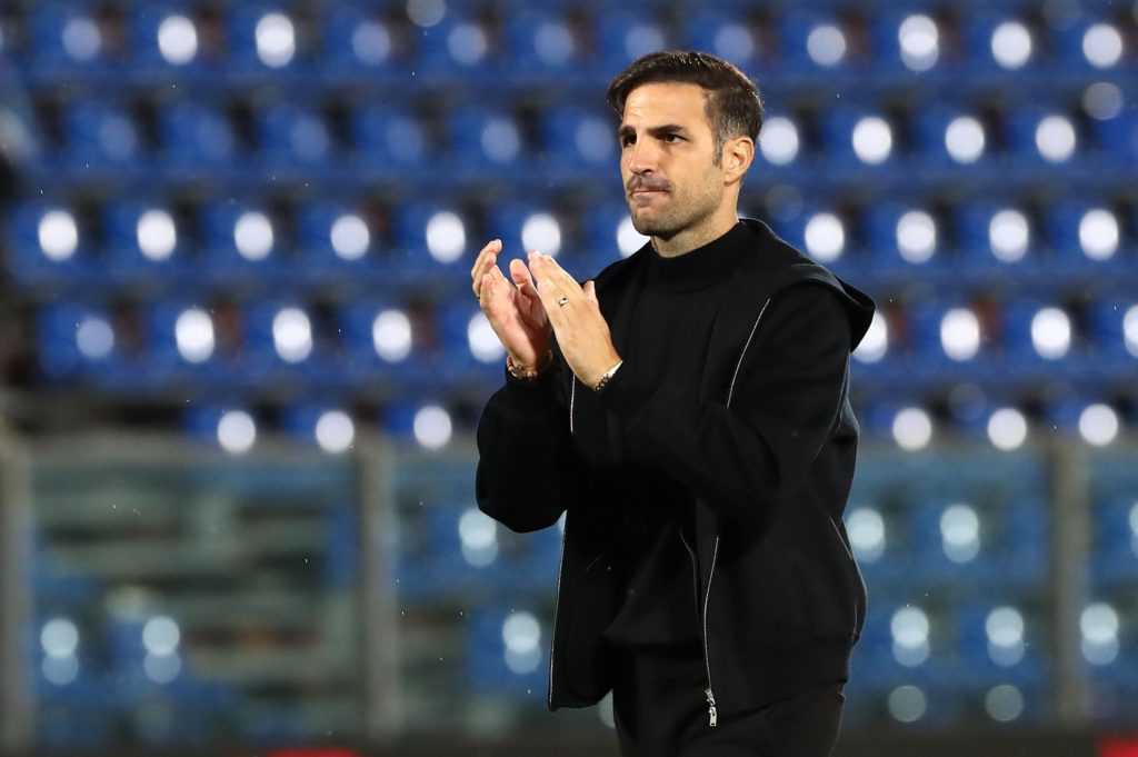 Como head coach Cesc Fabregas celebrates his side's victory against Sassuolo in the Coppa Italia