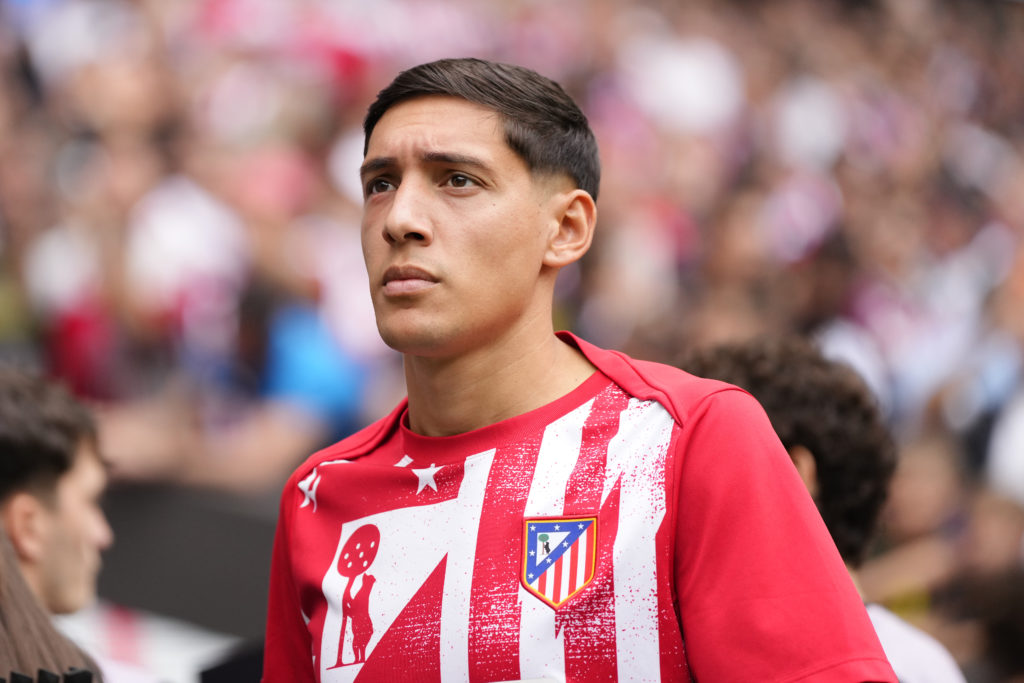 Nahuel Molina looks on prior to Atletico Madrid's LaLiga match against Real Madrid at the Metropolitano