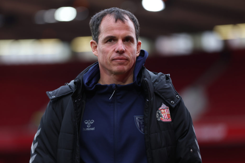 Regis Le Bris, Manager of Sunderland, inspects the pitch prior to the Premier League match between Nottingham Forest and Sunderland at City Ground.