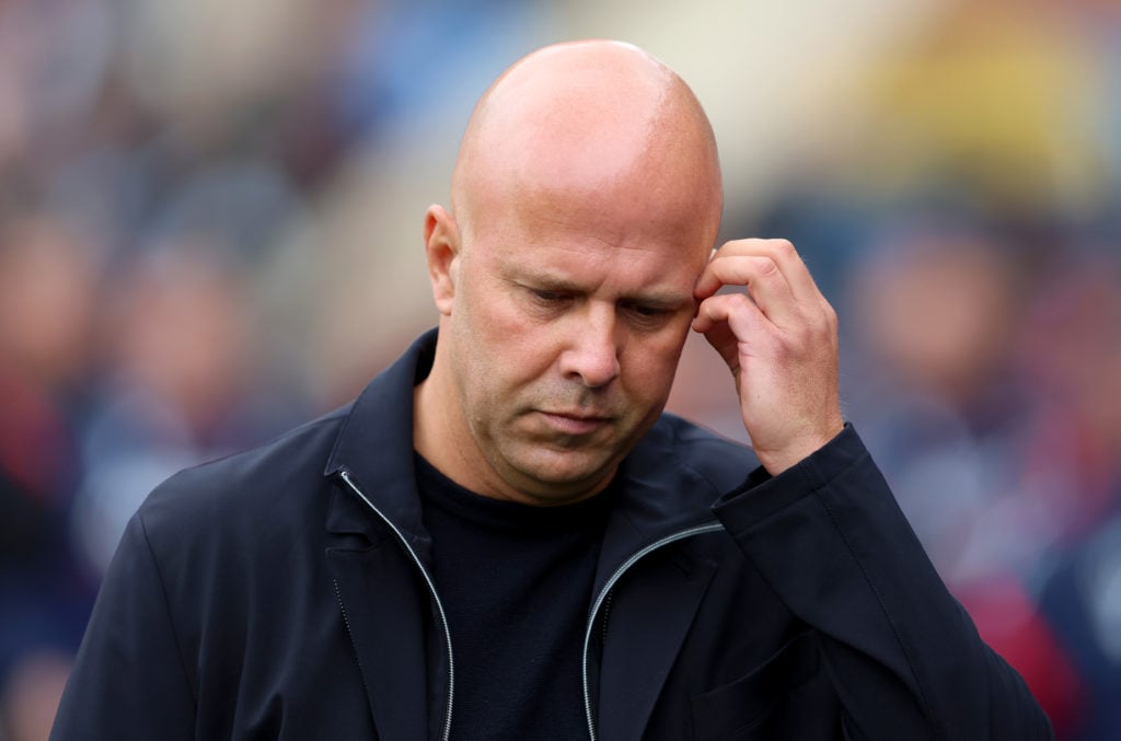 Arne Slot looks dejected after Liverpool's loss to Crystal Palace