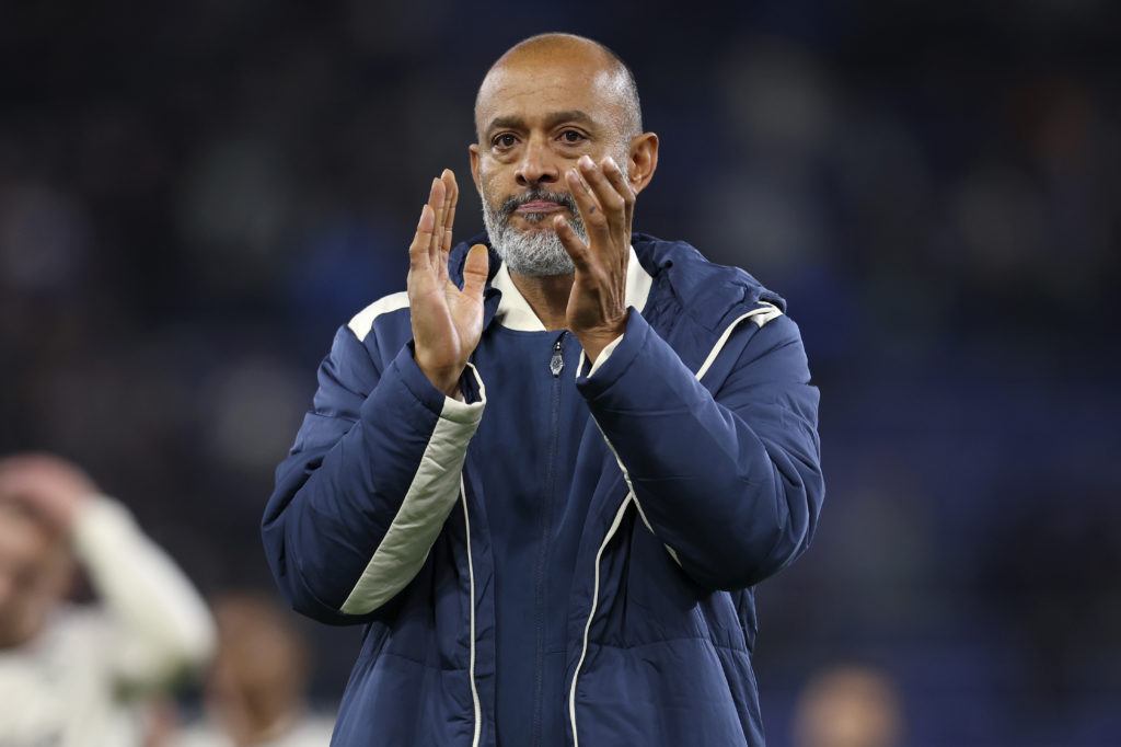 Nuno Espirito Santo applauds West Ham's supporters after his side's draw with Everton