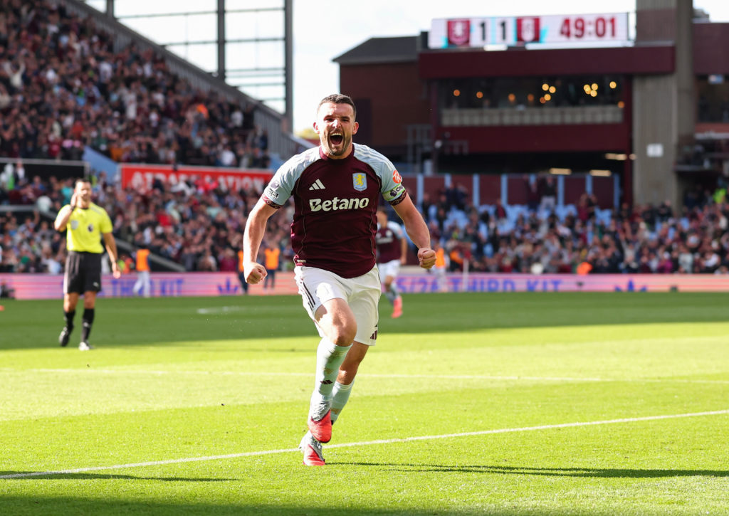 John McGinn celebrates scoring for Aston Villa against Fulham
