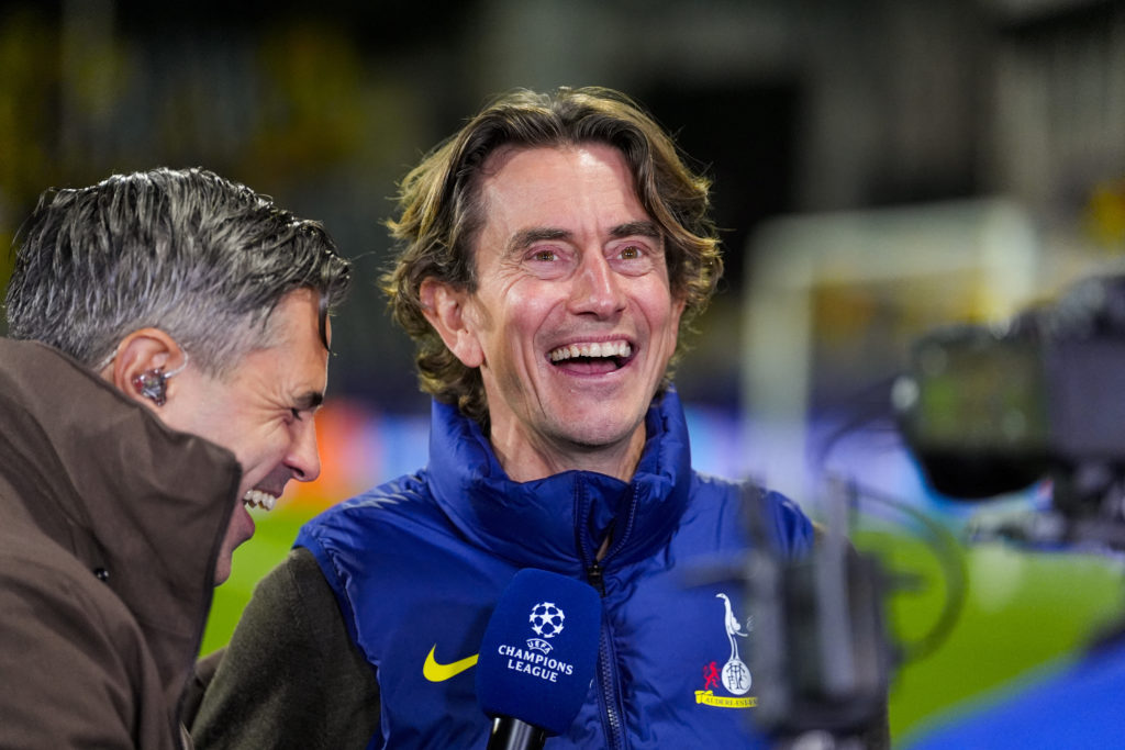 Thomas Frank laughs after a UEFA Champions League draw for Tottenham against Bodo/Glimt
