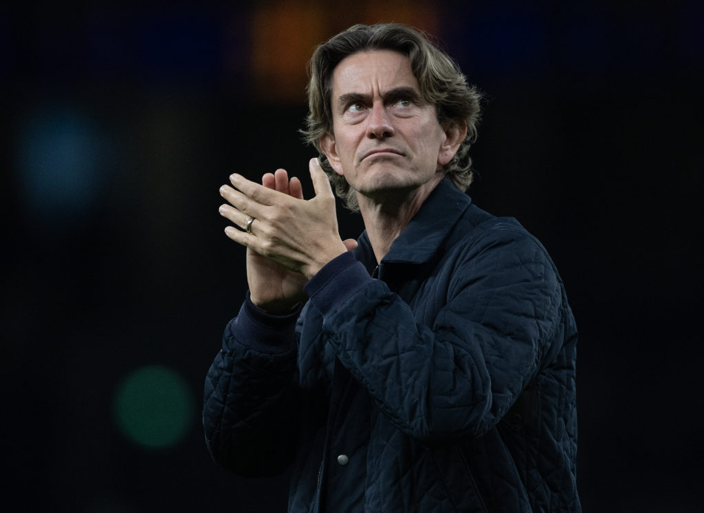 Thomas Frank applauds after Tottenham's Carabao Cup victory against Doncaster Rovers