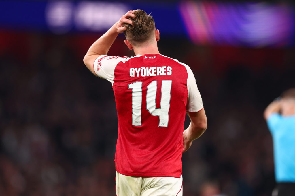 Arsenal striker Viktor Gyokeres in action against Olympiacos FC