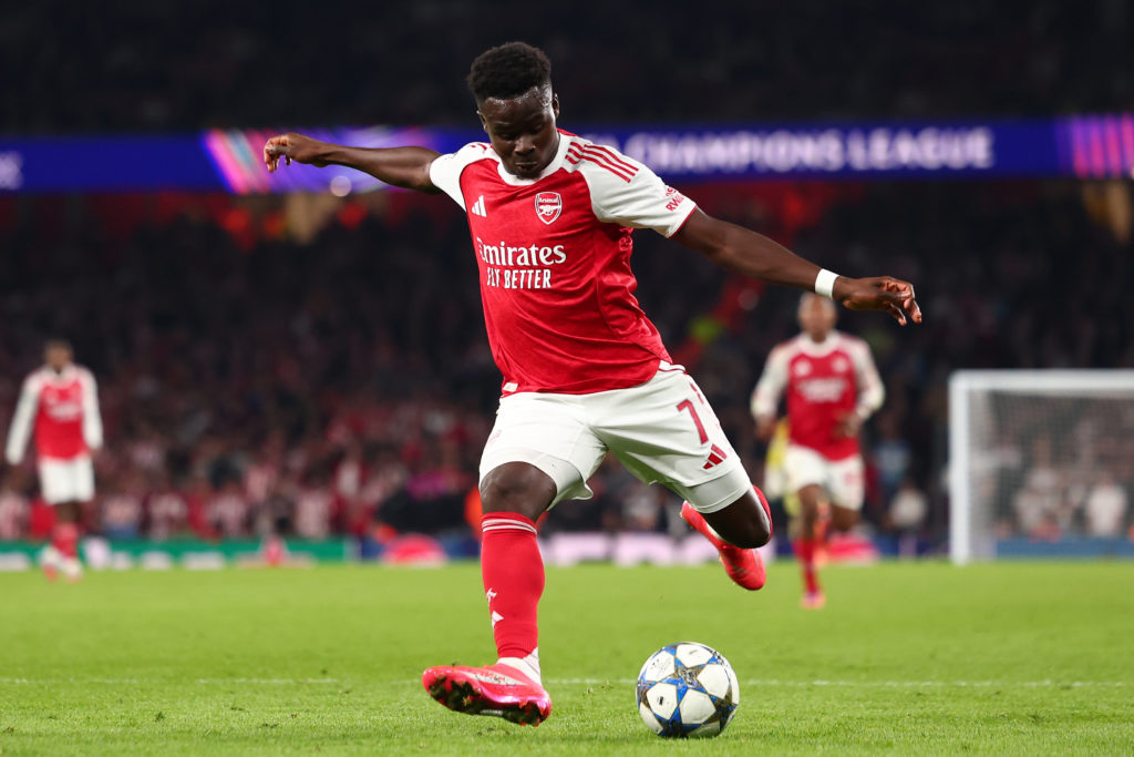 Bukayo Saka during Arsenal's clash with Olympiacos.