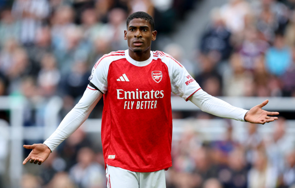Cristhian Mosquera reacts during Newcastle vs Arsenal
