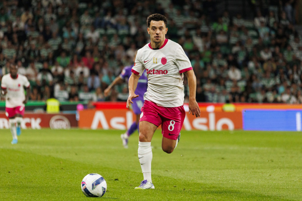 Sporting CP midfielder Pedro Goncalves runs with the ball during the Primeira Liga match against Braga