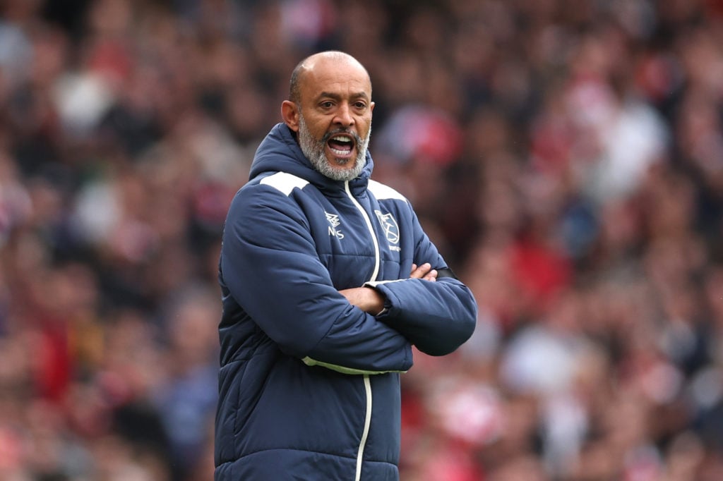 West Ham United manager Nuno Espirito Santo shouts instructions during his side's defeat against Arsenal