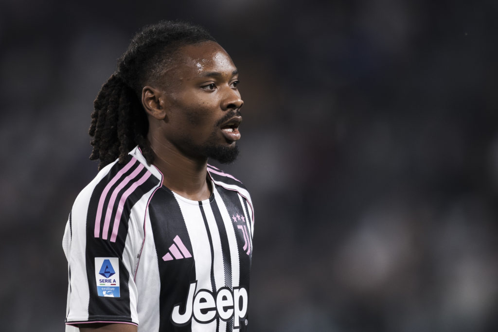 Khephren Thuram of Juventus FC looks on during the Serie A football match between Juventus FC and AC Milan.