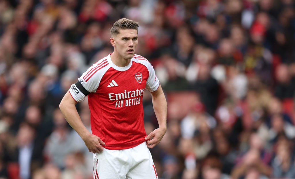 Viktor Gyokeres looks on during Arsenal vs West Ham in the Premier League