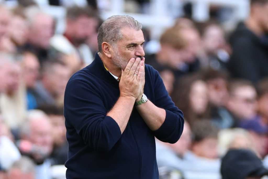 Nottingham Forest head coach Ange Postecoglou looks dejected during his side's defeat against Newcastle United at St James' Park