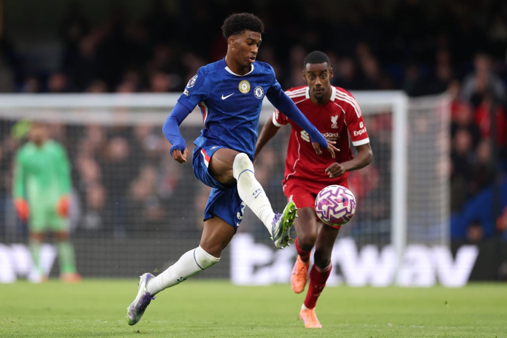 Chelsea's Josh Acheampong and Liverpool's Alexander Isak.