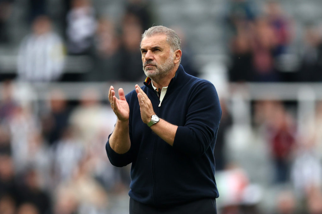 Ange Postecoglou, Head Coach of Nottingham Forest applauds the fans following the Premier League match between Newcastle United and Nottingham Forest at St James' Park,