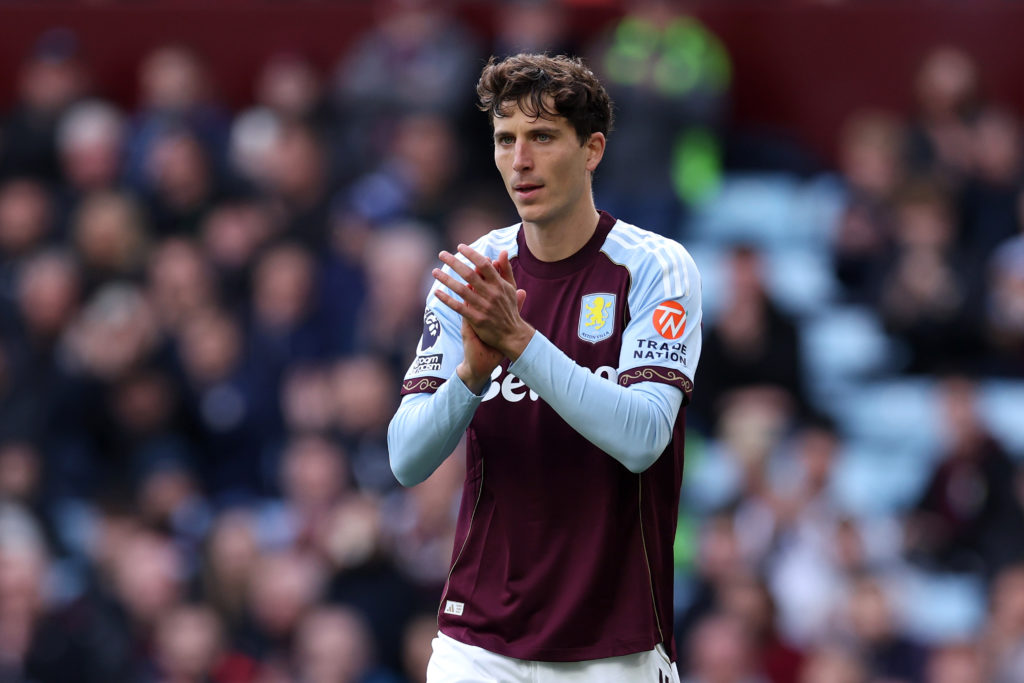 Pau Torres celebrates Aston Villa's win over Burnley in the Premier League