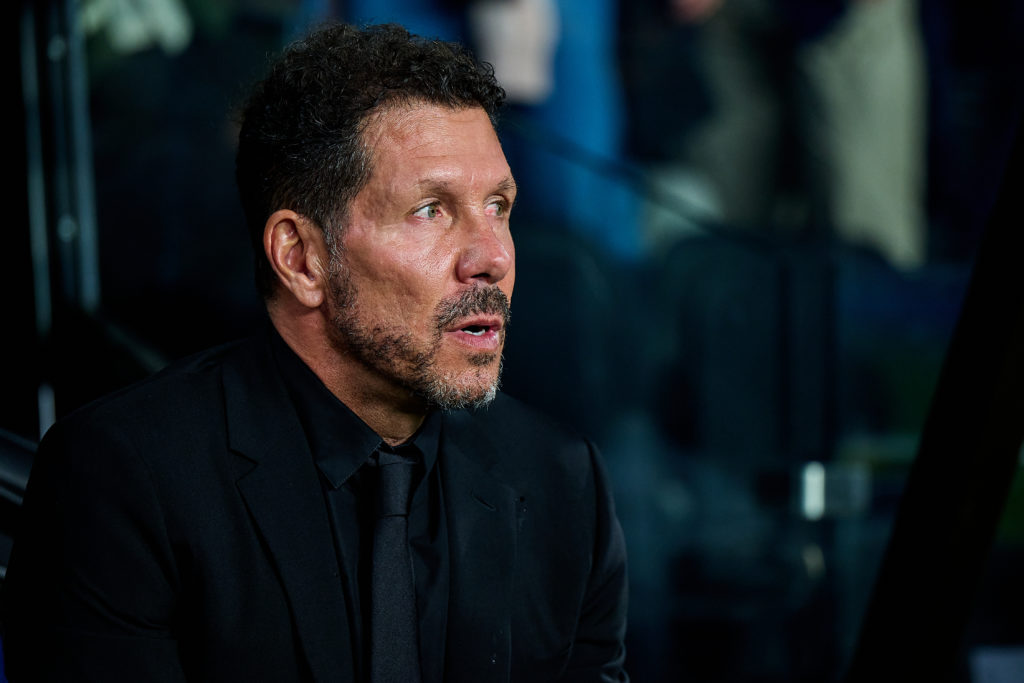 Diego Simeone looks on during Celta Vigo vs Atletico Madrid