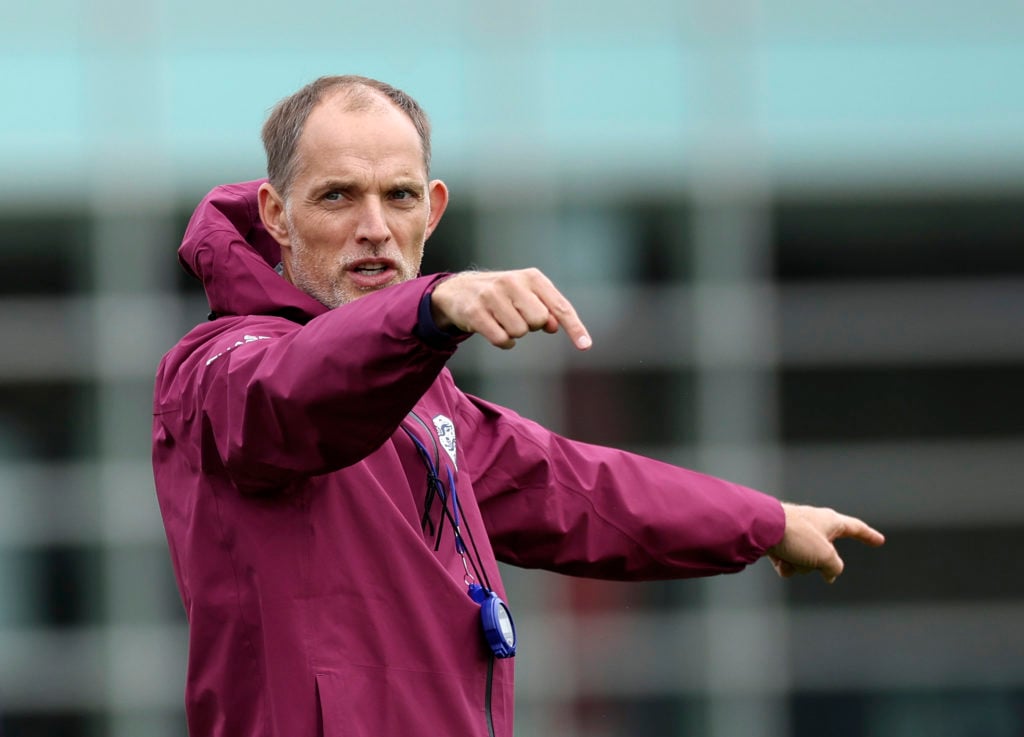 Thomas Tuchel gestures during England training