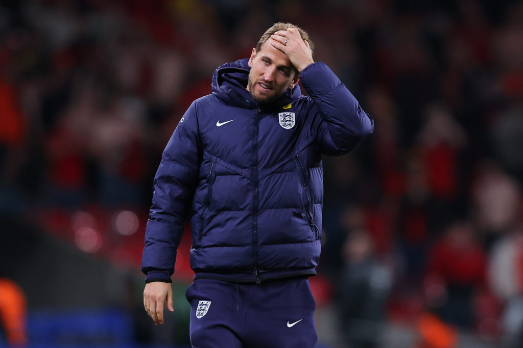 Harry Kane reacts during England vs Wales