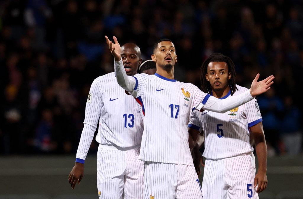 William Saliba gestures during Iceland vs France