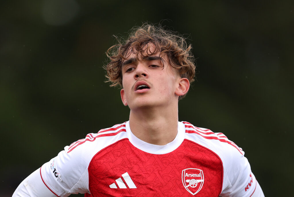 Max Dowman looks on during UEFA Youth League match