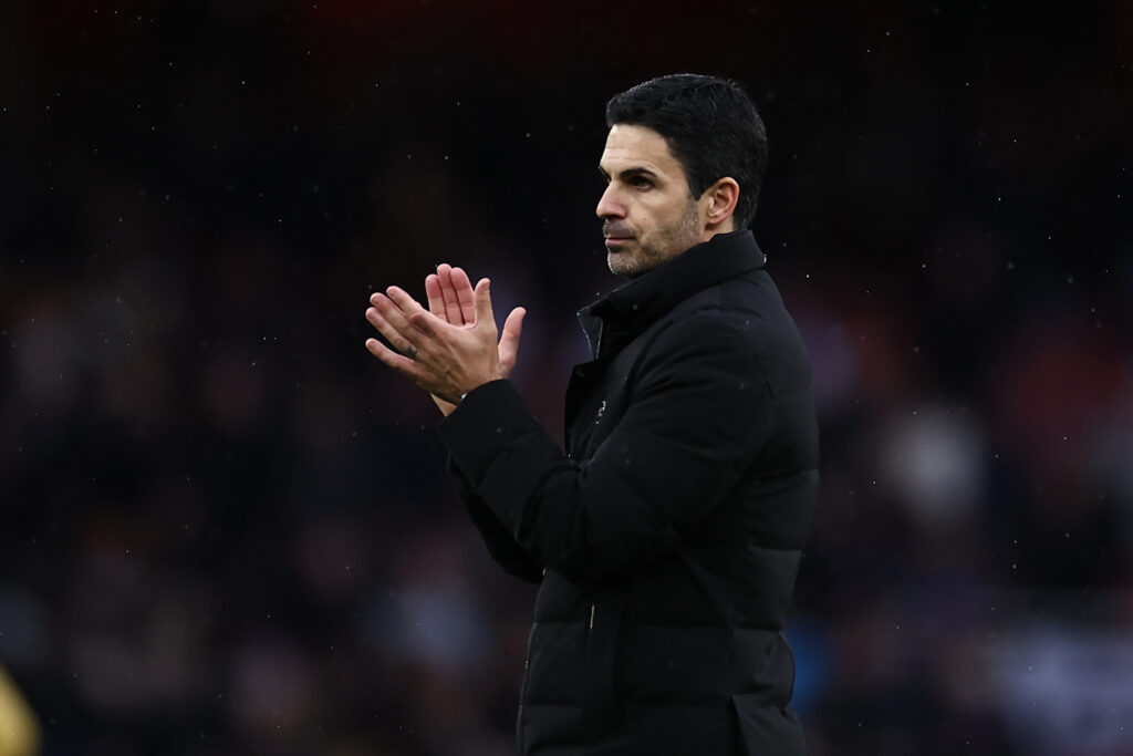 Mikel Arteta applauds after Arsenal vs Crystal Palace