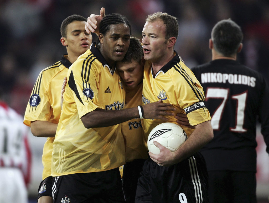 James Milner alongside Patrick Kluivert for Newcastle United